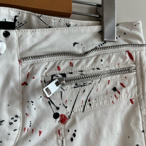 Diesel Women’s Paint Splatter Slim Fit White Pants Size 27 - Picture 8 of 12